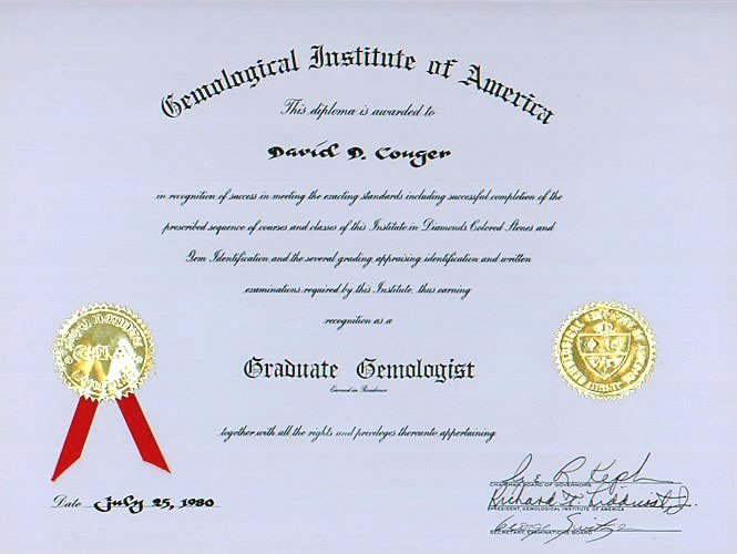 David Conger, GIA Graduate Gemologist Certificate