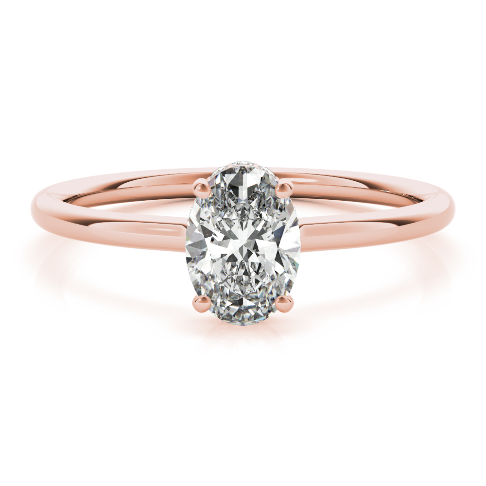 Oval Solitaire Engagement Ring With Hidden Halo | Congers Jewellers