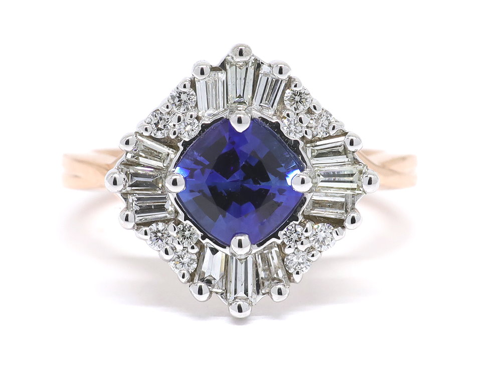 Custom Sapphire Diamond Ballerina Engagement Ring Ottawa