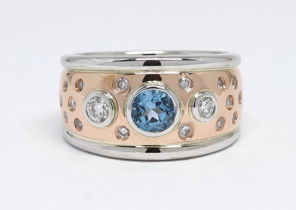 Custom Blue Topaz Diamond Ring Redesign